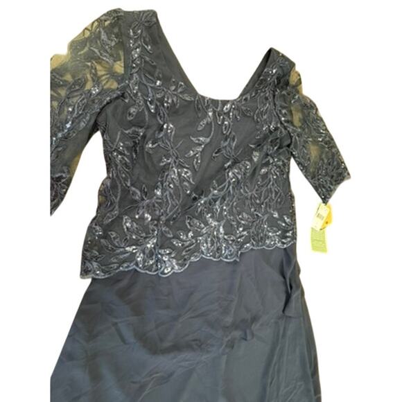 NWT! "MAYA BROOKE" Navy Sequin Sheer Overlay Layered Formal Dress SZ 12 Wedding - Picture 5 of 15